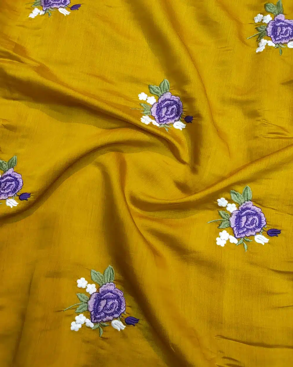Mul chanderi Embroidered Fabric - Image 3