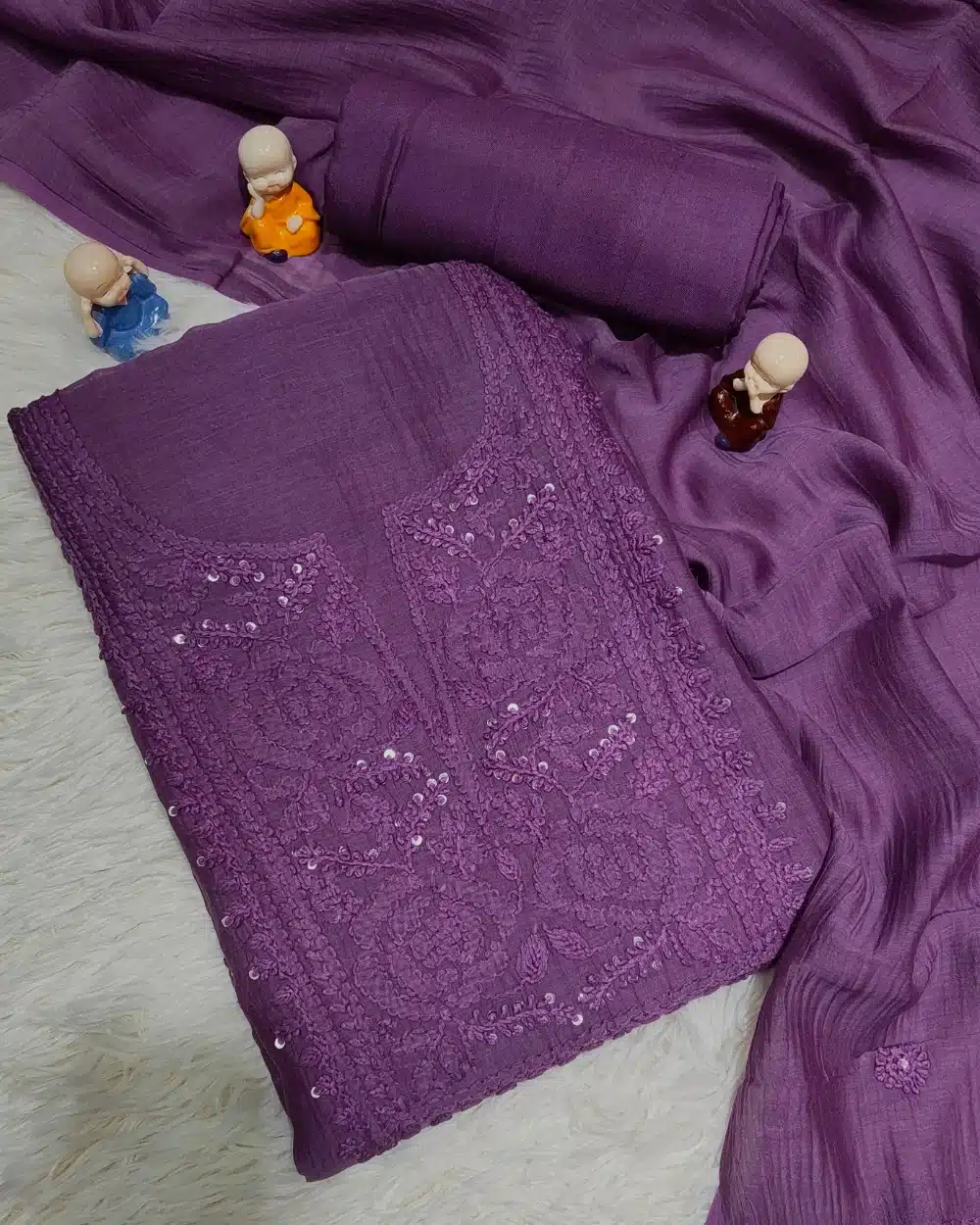 Mul Chanderi Unstitched Salwar Suit - Image 4