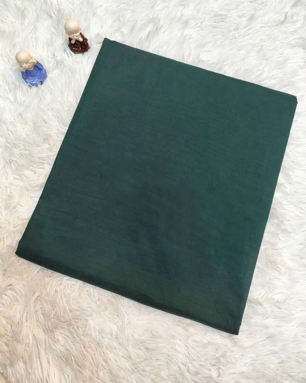 Premium Bottle Green Mul Chanderi Fabric - Image 4